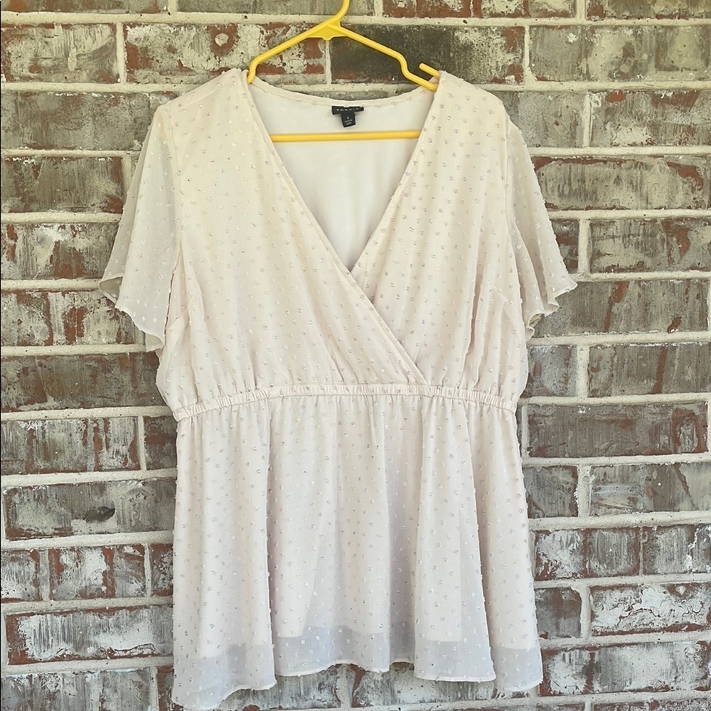 Torrid Elegant Cream Wrap Peplum Top